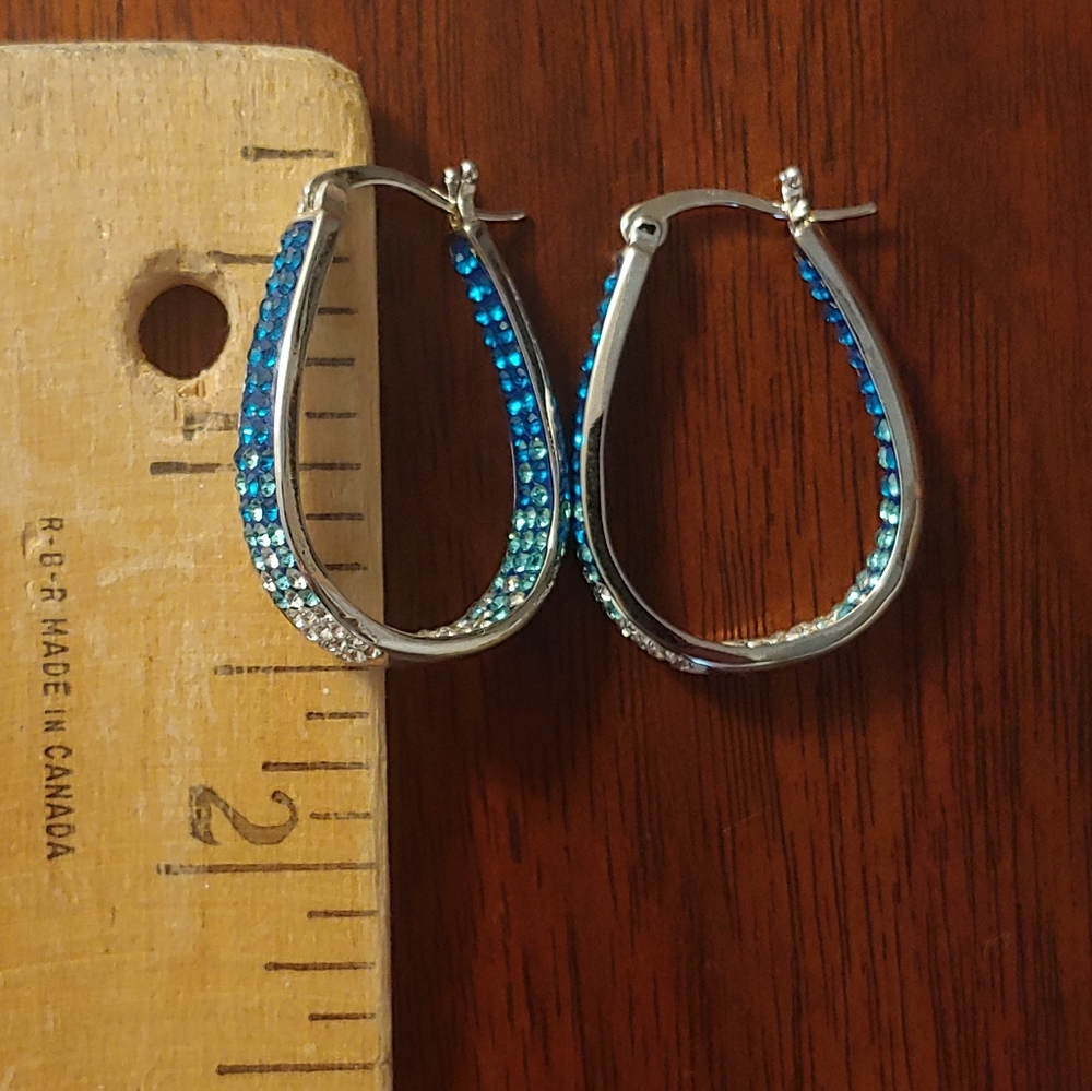 Swarovski blue ombre hoop earrings
